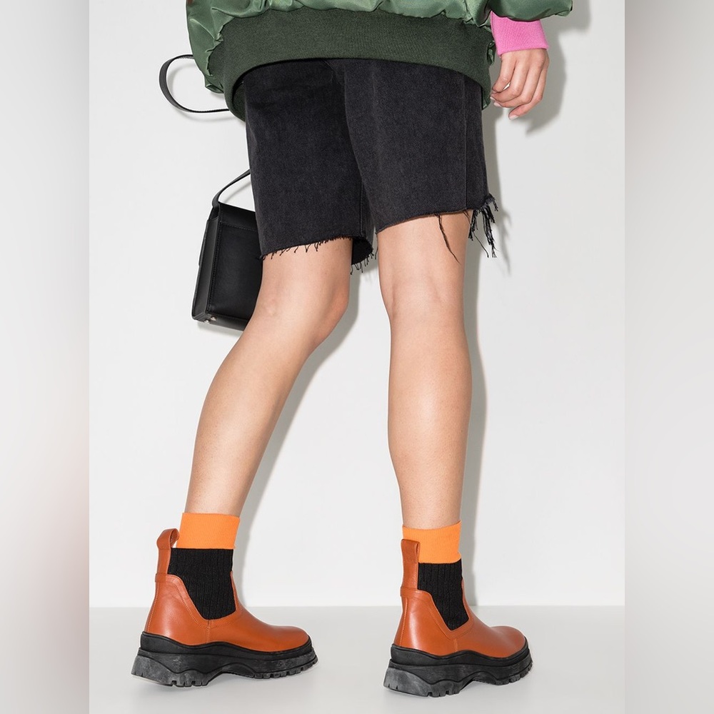 STAUD Brown and Black Ankle Booties